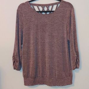 APT. 9 Pink/Gray Stretchy Top w/Cross Back, Size L
